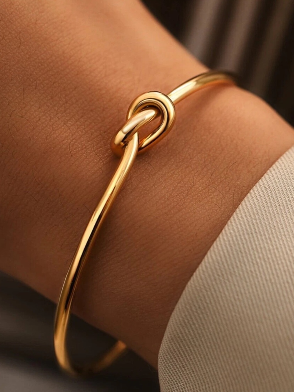 Gold Knot Open Cuff Bracelet